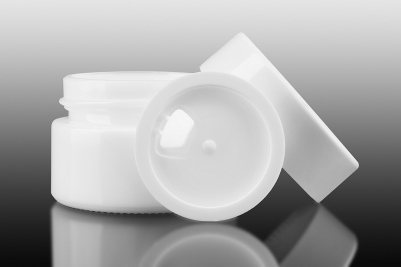 Słoik ze szkła opalowego 15 ml, biały, przekładka biała, nakrętka biała ABS
